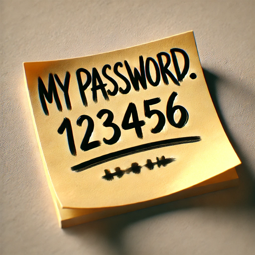 Image of a sticky note with a password written on it