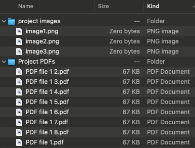 screenshot of folders with files