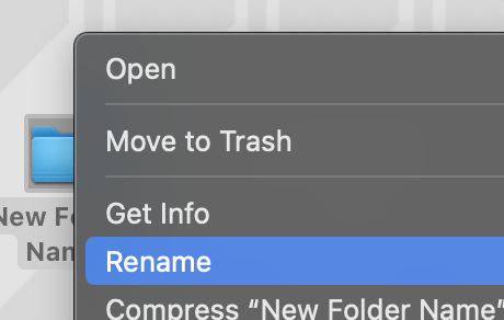 screenshot of renaming a folder